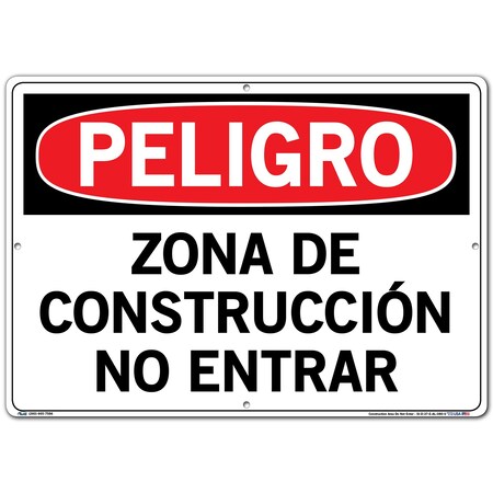 Vestil Aluminum Sign, 14-1/2" Height, 20-1/2" Width, Aluminum, Rectangle, Spanish SI-D-37-E-AL-080-S